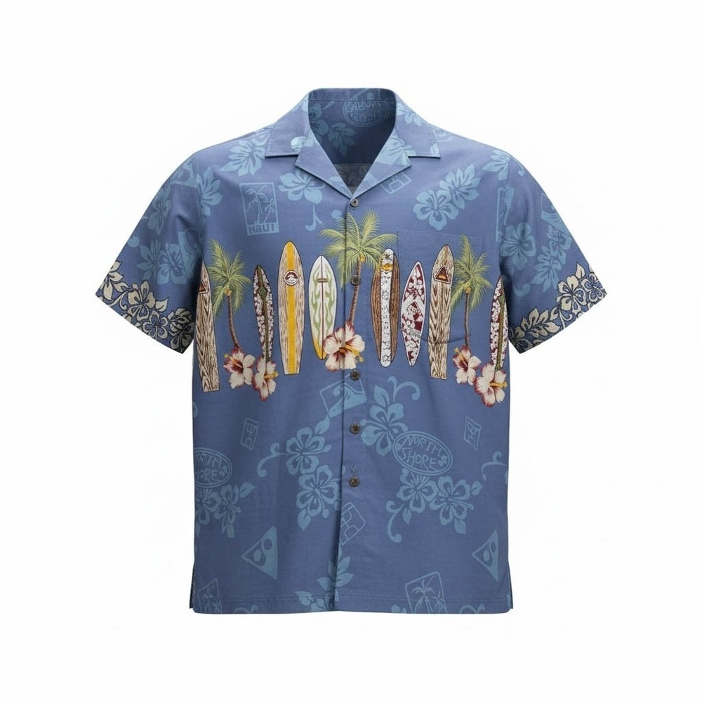Royal Creations Hawaiian Aloha Shirt Large Surfboards Tropical Flowers Floral